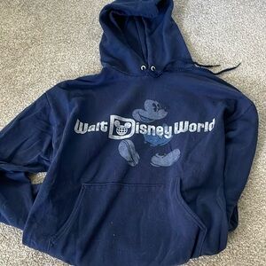 Walt Disney World women’s blue hoodie. Mickey Mouse. Sized large Hanes brand.